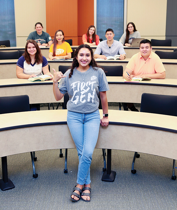 Daniela Minjares, foreground, is one of scores of first-generation college students at The University of Texas at El Paso. As America’s leading Hispanic-serving university, UTEP has been invested in developing the talents of first-gen students, particularly those who have grown up in the Paso del Norte region. Photo by Laura Trejo / UTEP Marketing and Communications